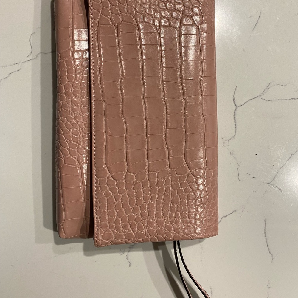 Chic Pink Croc-Embossed Wristlet